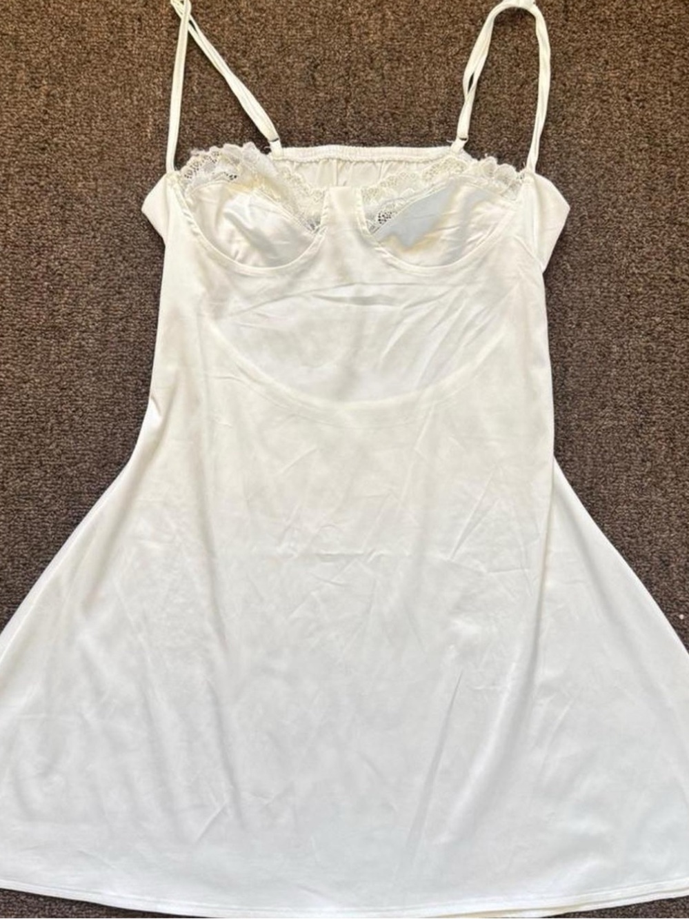 White Lace-Trim Slip Mini Dress